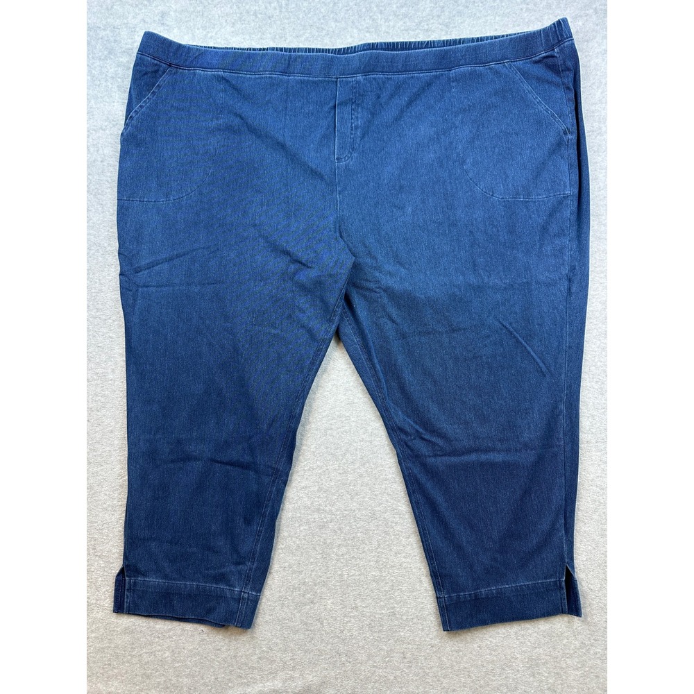 Denim & Co Comfy Knit Air Straight Crop Pant Deep Indigo 5X A601629